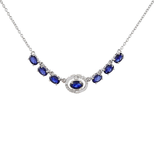 Stříbrný Náhrdelník s Thajským Safírem a Bílým Topazem