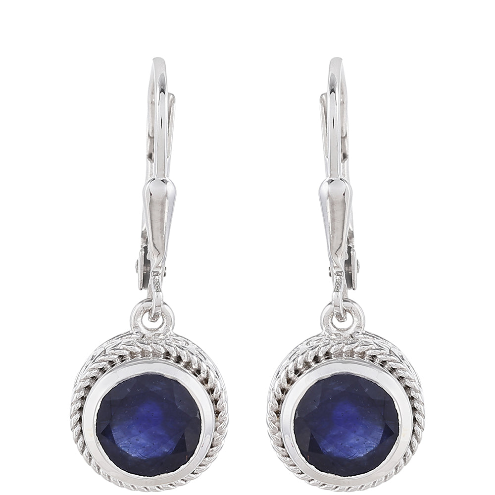 Stříbrné Náušnice s Thajským Safírem 1 