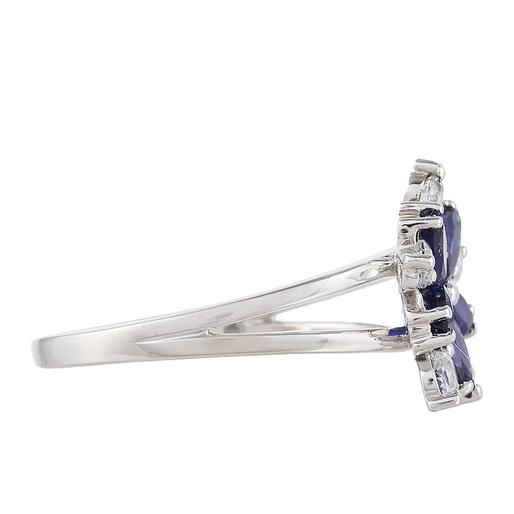 Stříbrný Prsten s Thajským Safírem a Bílým Topazem 2 