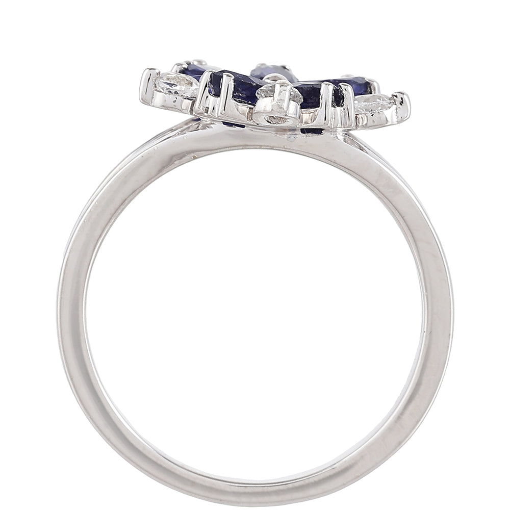 Stříbrný Prsten s Thajským Safírem a Bílým Topazem 4 