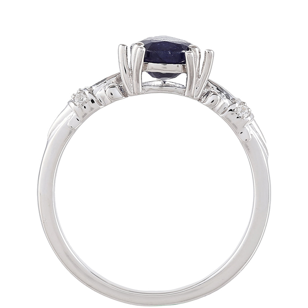 Stříbrný Prsten s Thajským Safírem a Bílým Topazem 4 