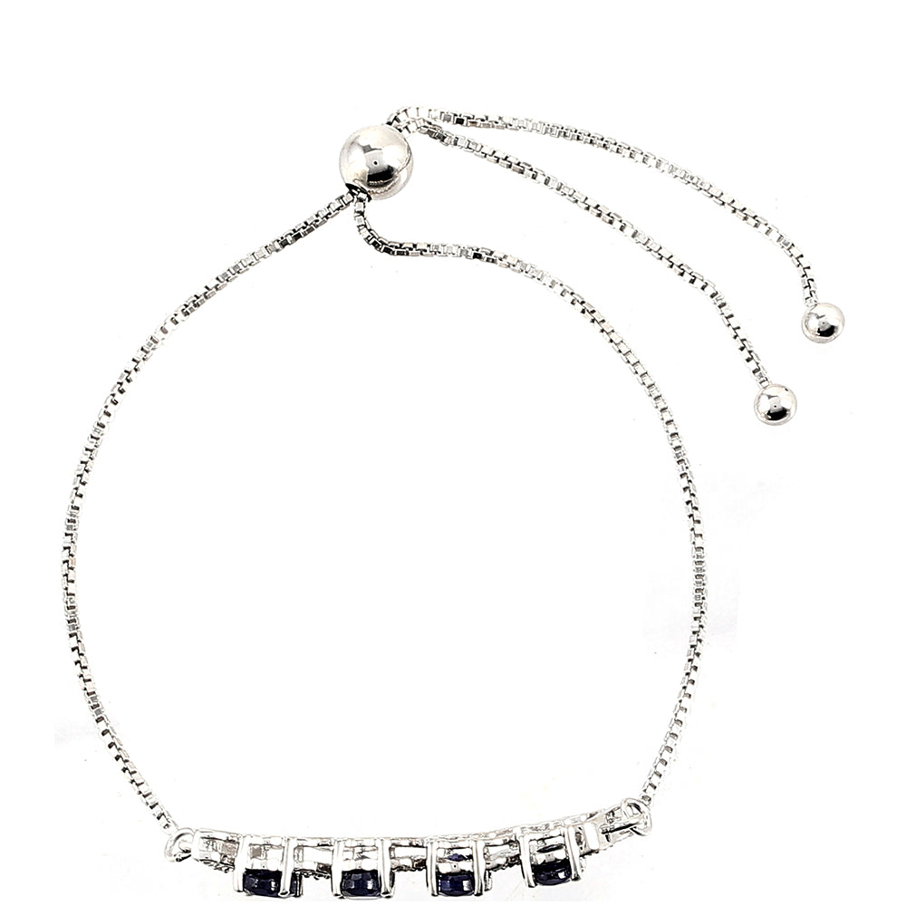 Stříbrný Náramek s Thajským Safírem a Bílým Topazem