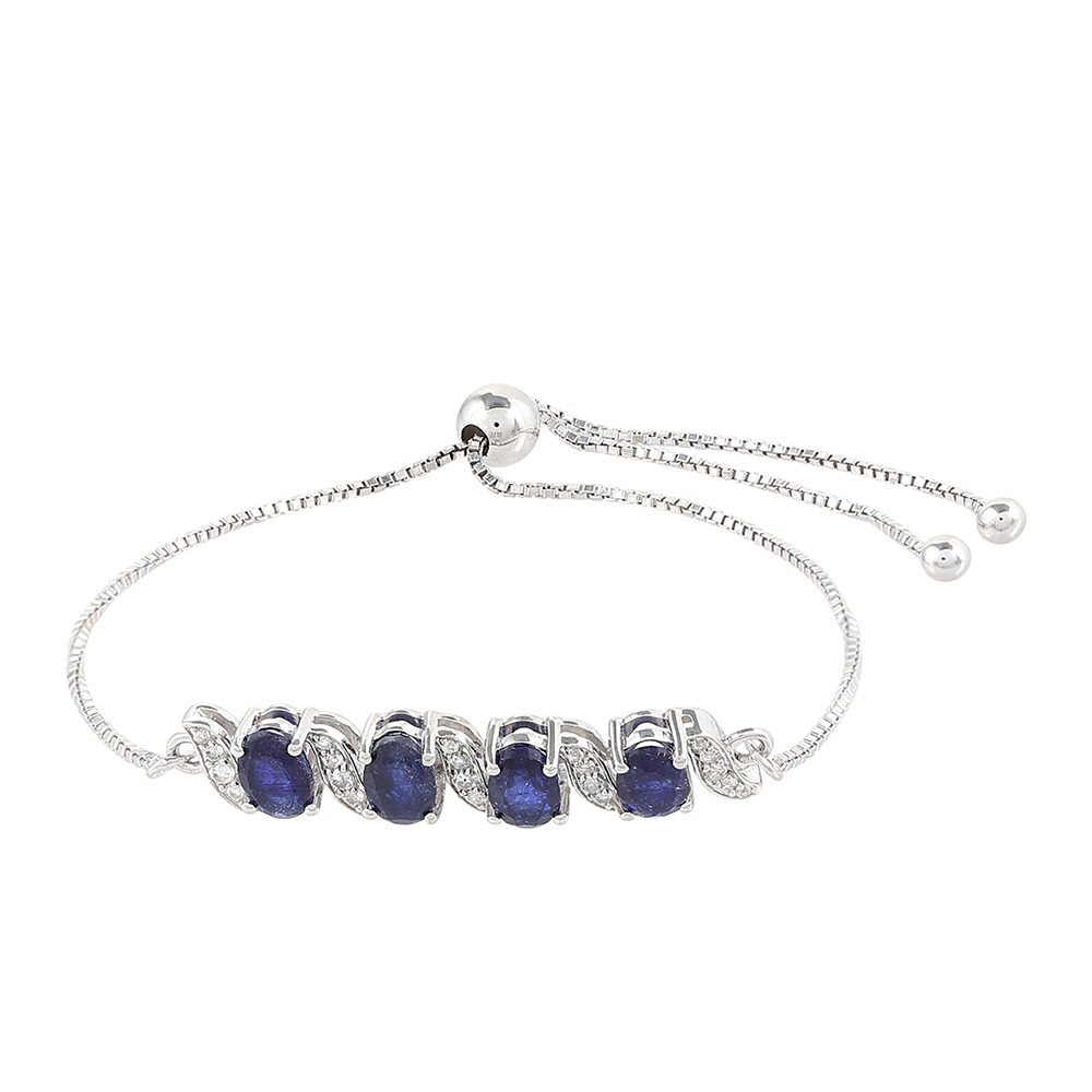 Stříbrný Náramek s Thajským Safírem a Bílým Topazem 1 