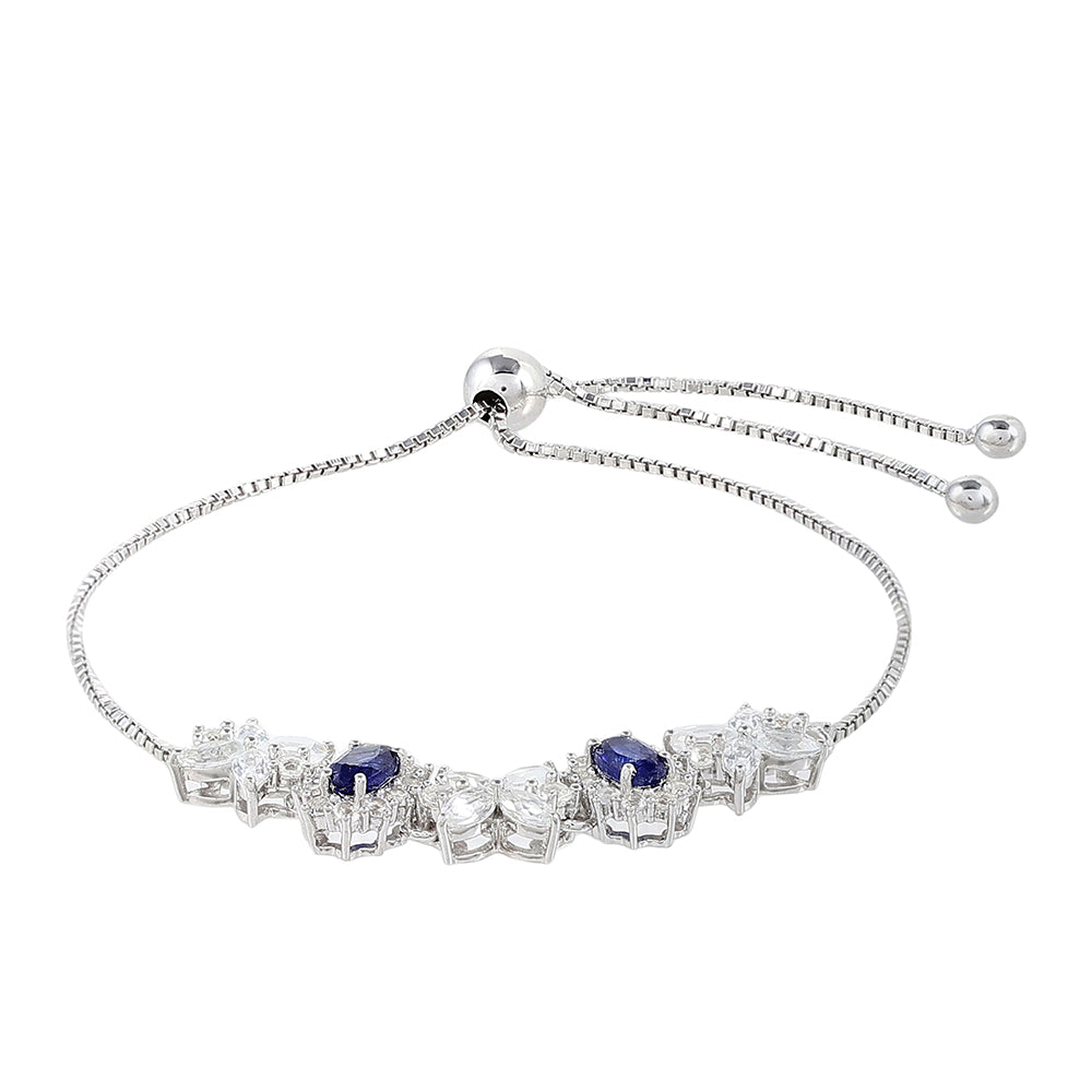 Stříbrný Náramek s Thajským Safírem a Bílým Topazem
