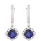 Stříbrné Náušnice s Thajským Safírem a Bílým Topazem