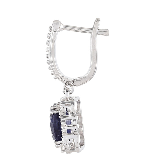 Stříbrné Náušnice s Thajským Safírem a Bílým Topazem
