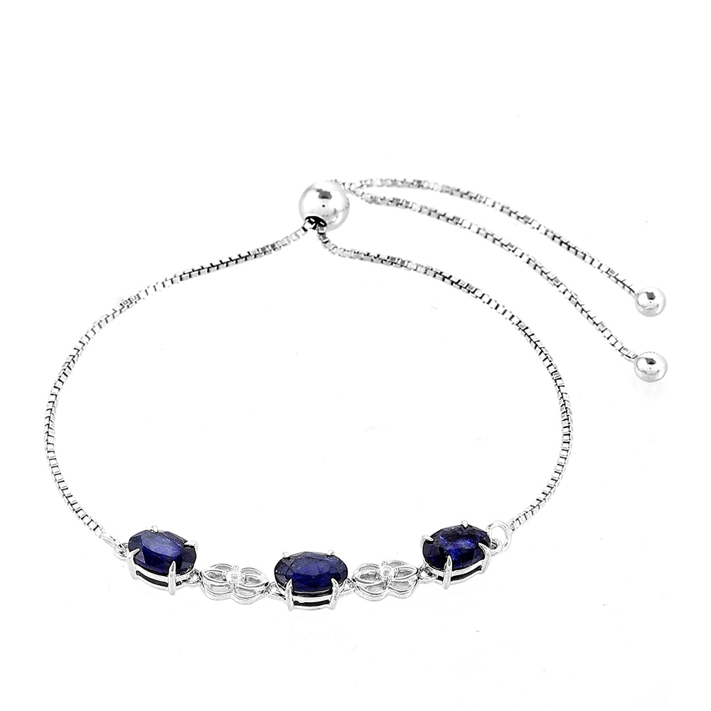 Stříbrný Náramek s Thajským Safírem a Bílým Topazem 1 