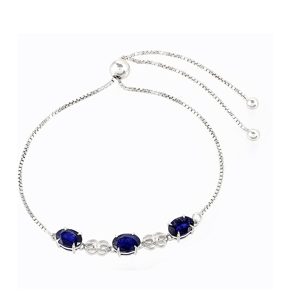 Stříbrný Náramek s Thajským Safírem a Bílým Topazem 2 