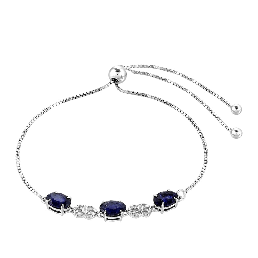 Stříbrný Náramek s Thajským Safírem a Bílým Topazem 3 
