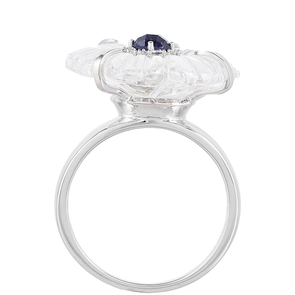 Stříbro 925/1000 - Prsten s Thajským Safírem a Křišťálovým Křemenem - Karátové číslo: 11.55. přibližná hmotnost: 6.29 gramů 4 