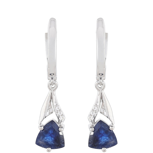 Stříbrné Náušnice s Thajským Safírem a Bílým Topazem