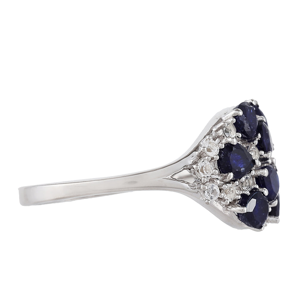 Stříbrný Prsten s Thajským Safírem a Bílým Topazem 2 