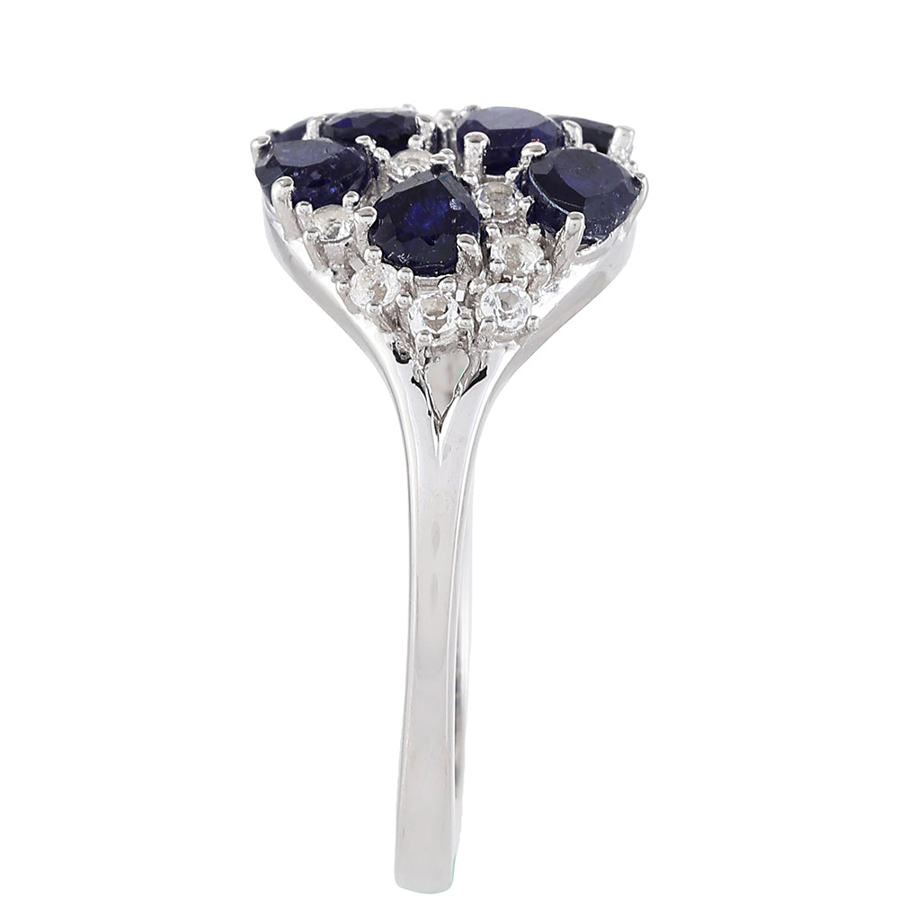 Stříbrný Prsten s Thajským Safírem a Bílým Topazem 3 