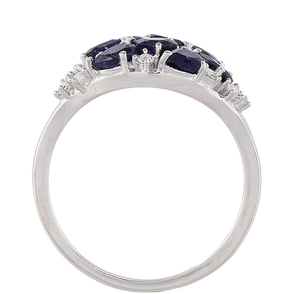 Stříbrný Prsten s Thajským Safírem a Bílým Topazem 4 
