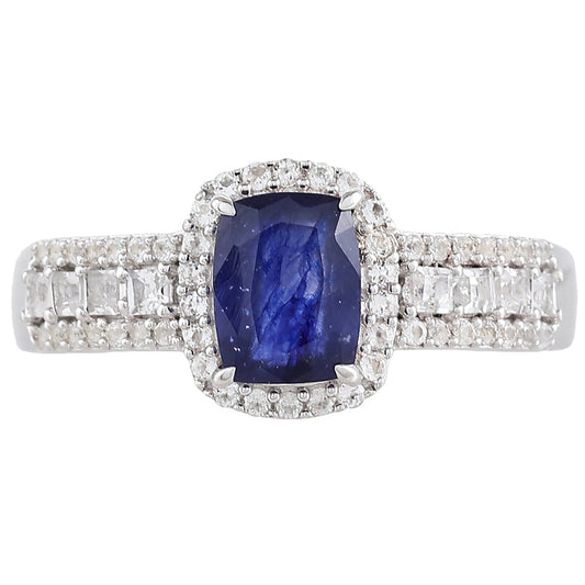 Stříbrný Prsten s Thajským Safírem a Bílým Topazem