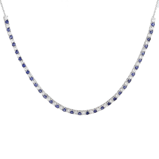 Stříbrný Náhrdelník s Thajským Safírem a Bílým Topazem