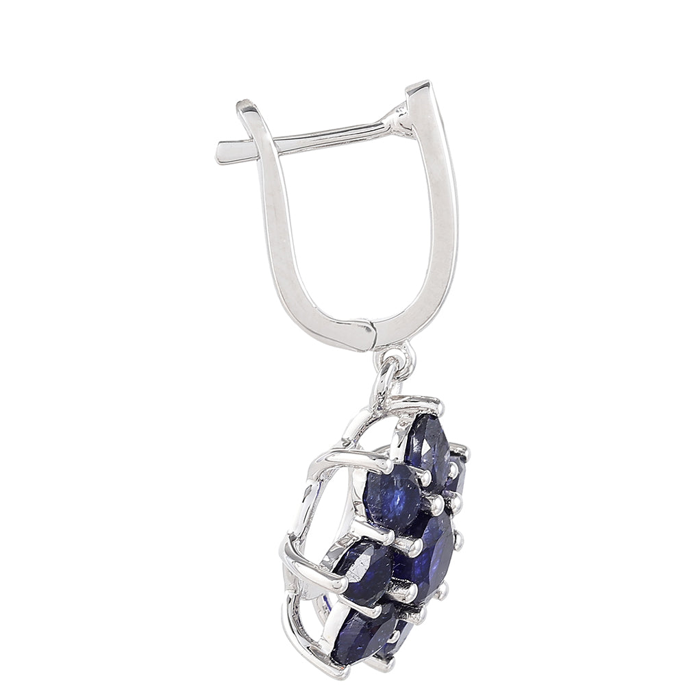 Stříbrné Náušnice s Thajským Safírem 2 