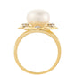 Pozlacené Stříbro 925/1000 - Prsten s Barokní Sladkovodní Kultivovanou Perlou a Bílým Topazem - Karátové číslo: 5.96. přibližná hmotnost: 6.01 gramů