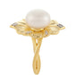 Pozlacené Stříbro 925/1000 - Prsten s Barokní Sladkovodní Kultivovanou Perlou a Bílým Topazem - Karátové číslo: 5.96. přibližná hmotnost: 6.01 gramů