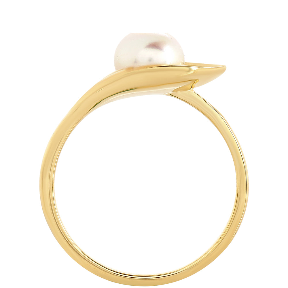 Pozlacené Stříbro 925/1000 - Prsten s Barokní Sladkovodní Kultivovanou Perlou - Karátové číslo: 1.89. přibližná hmotnost: 2.36 gramů