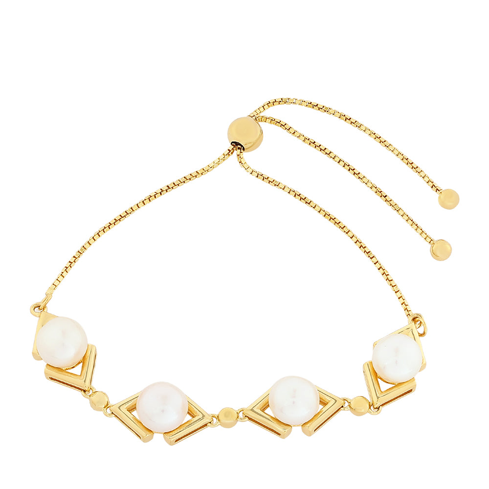 Pozlacené Stříbro 925/1000 - Náramek s Barokní Sladkovodní Kultivovanou Perlou - Karátové číslo: 11.49. přibližná hmotnost: 9.24 gramů 1 