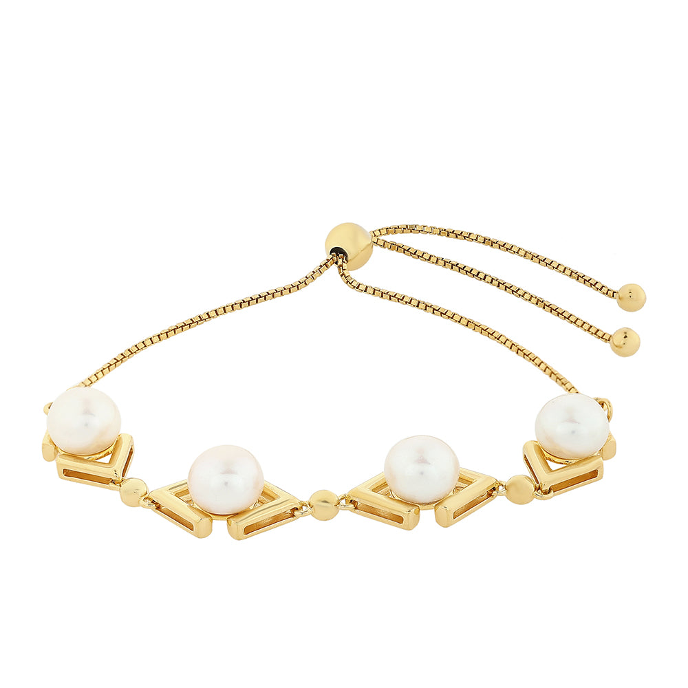 Pozlacené Stříbro 925/1000 - Náramek s Barokní Sladkovodní Kultivovanou Perlou - Karátové číslo: 11.49. přibližná hmotnost: 9.24 gramů 2 