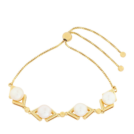 Pozlacené Stříbro 925/1000 - Náramek s Barokní Sladkovodní Kultivovanou Perlou - Karátové číslo: 11.49. přibližná hmotnost: 9.24 gramů