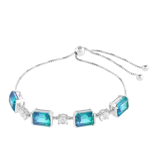 Stříbro 925/1000 - Náramek s Pavím Křemenem a Bílým Topazem - Karátové číslo: 11.45. přibližná hmotnost: 7.51 gramů