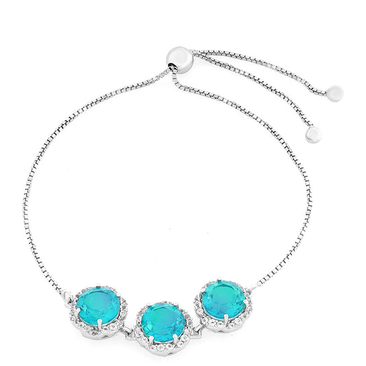 Stříbro 925/1000 - Náramek s Pavím Křemenem a Bílým Topazem - Karátové číslo: 7. přibližná hmotnost: 7.04 gramů