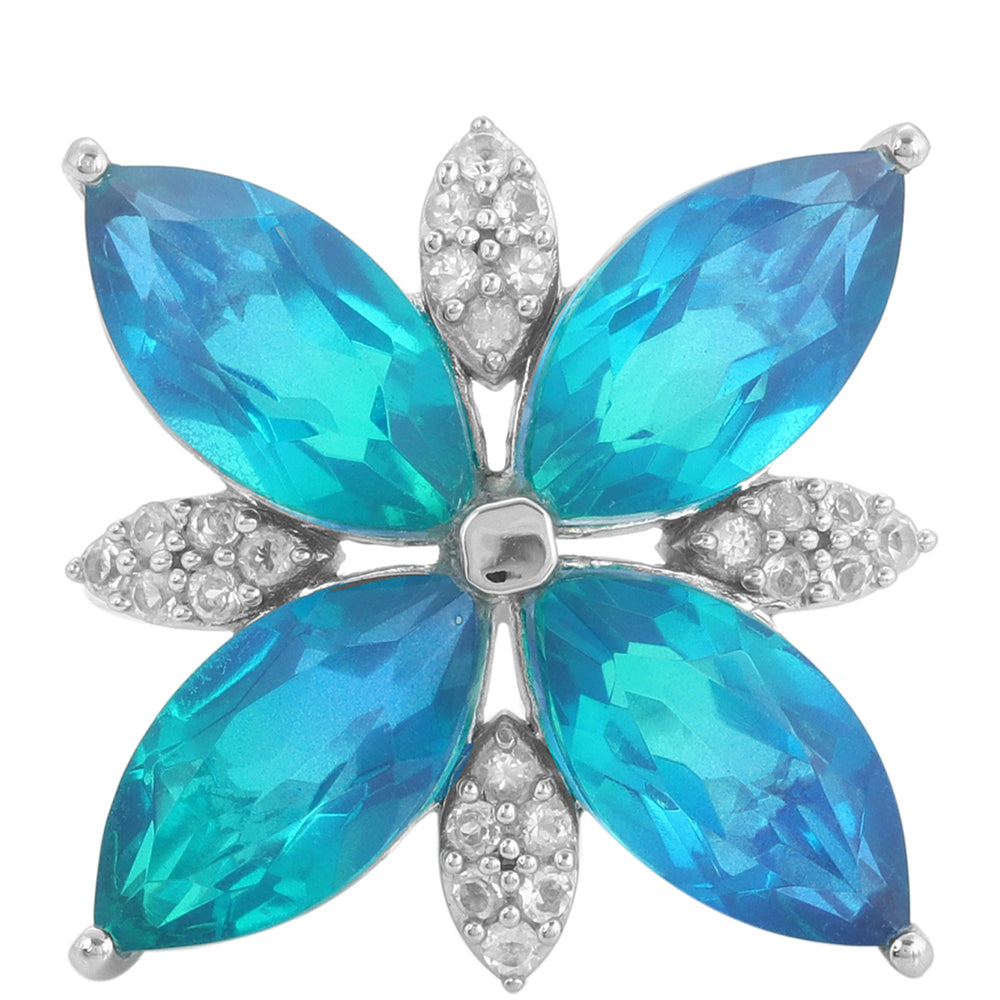 Stříbro 925/1000 - Prsten s Pavím Křemenem a Bílým Topazem - Karátové číslo: 12.01. přibližná hmotnost: 6.2 gramů 1 