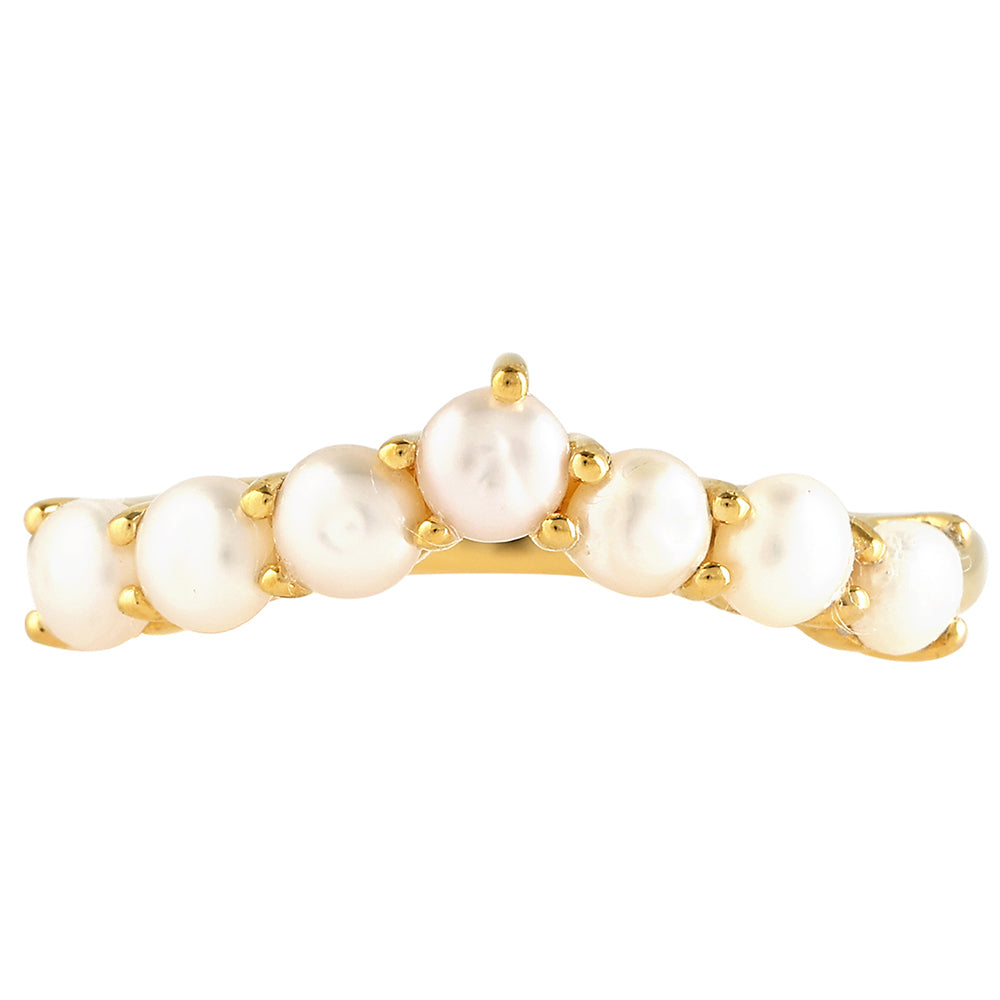 Pozlacené Stříbro 925/1000 - Prsten s Barokní Sladkovodní Kultivovanou Perlou - Karátové číslo: 1.14. přibližná hmotnost: 1.92 gramů 1 