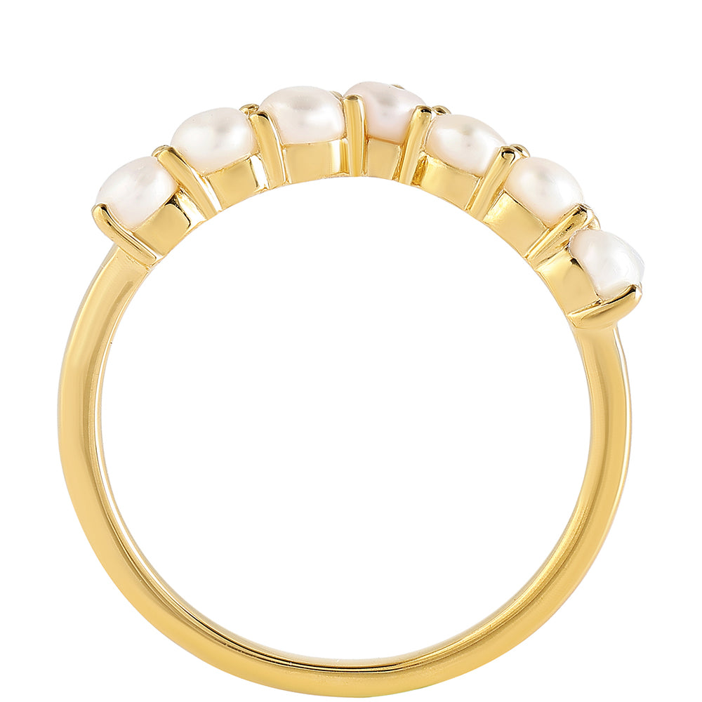 Pozlacené Stříbro 925/1000 - Prsten s Barokní Sladkovodní Kultivovanou Perlou - Karátové číslo: 1.14. přibližná hmotnost: 1.92 gramů 3 