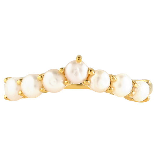 Pozlacené Stříbro 925/1000 - Prsten s Barokní Sladkovodní Kultivovanou Perlou - Karátové číslo: 1.14. přibližná hmotnost: 1.92 gramů