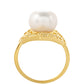 Pozlacené Stříbro 925/1000 - Prsten s Barokní Sladkovodní Kultivovanou Perlou - Karátové číslo: 2.6. přibližná hmotnost: 4.31 gramů