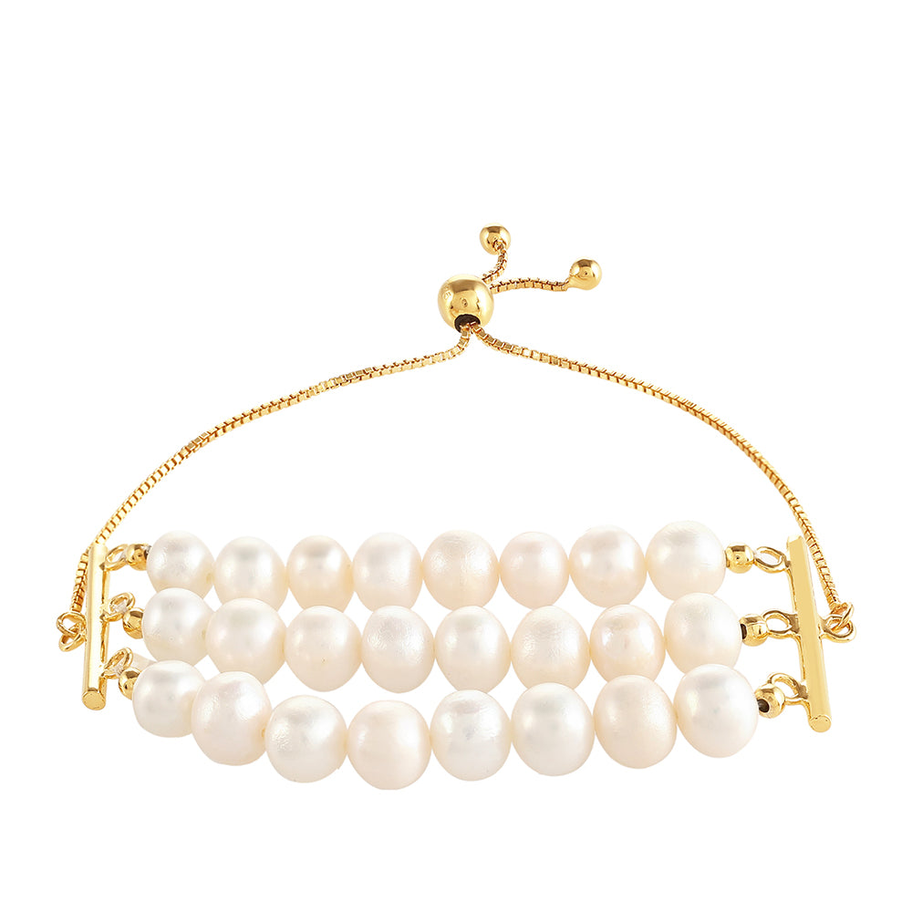 Pozlacené Stříbro 925/1000 - Náramek s Barokní Sladkovodní Kultivovanou Perlou - Karátové číslo: 67.5. přibližná hmotnost: 15.92 gramů