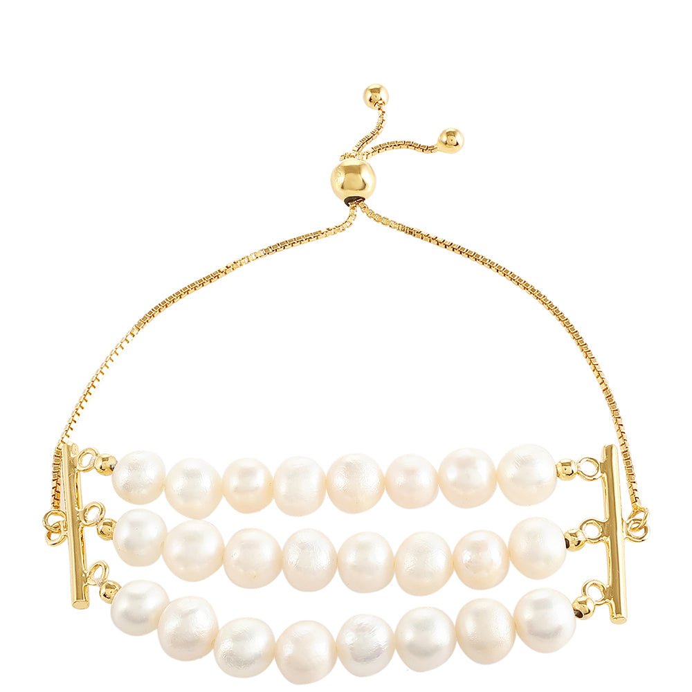 Pozlacené Stříbro 925/1000 - Náramek s Barokní Sladkovodní Kultivovanou Perlou - Karátové číslo: 67.5. přibližná hmotnost: 15.92 gramů