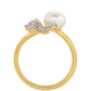 Pozlacené Stříbro 925/1000 - Prsten s Barokní Sladkovodní Kultivovanou Perlou a Bílým Topazem - Karátové číslo: 2.37. přibližná hmotnost: 2.86 gramů