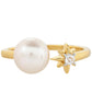 Pozlacené Stříbro 925/1000 - Prsten s Barokní Sladkovodní Kultivovanou Perlou a Bílým Topazem - Karátové číslo: 2.94. přibližná hmotnost: 2.37 gramů