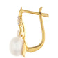 Pozlacené Stříbro 925/1000 - Náušnice s Barokní Sladkovodní Kultivovanou Perlou a Bílým Topazem - Karátové číslo: 4.28. přibližná hmotnost: 3.42 gramů