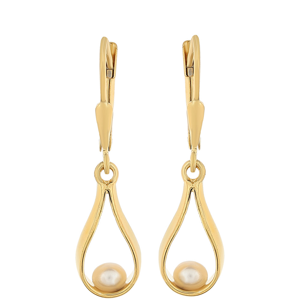 Pozlacené Stříbro 925/1000 - Náušnice s Barokní Sladkovodní Kultivovanou Perlou - Karátové číslo: 0.64. přibližná hmotnost: 2.62 gramů 1 