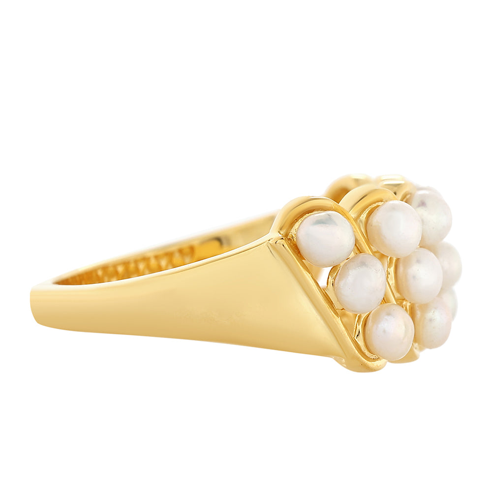 Pozlacené Stříbro 925/1000 - Prsten s Barokní Sladkovodní Kultivovanou Perlou - Karátové číslo: 1.77. přibližná hmotnost: 3.94 gramů 2 