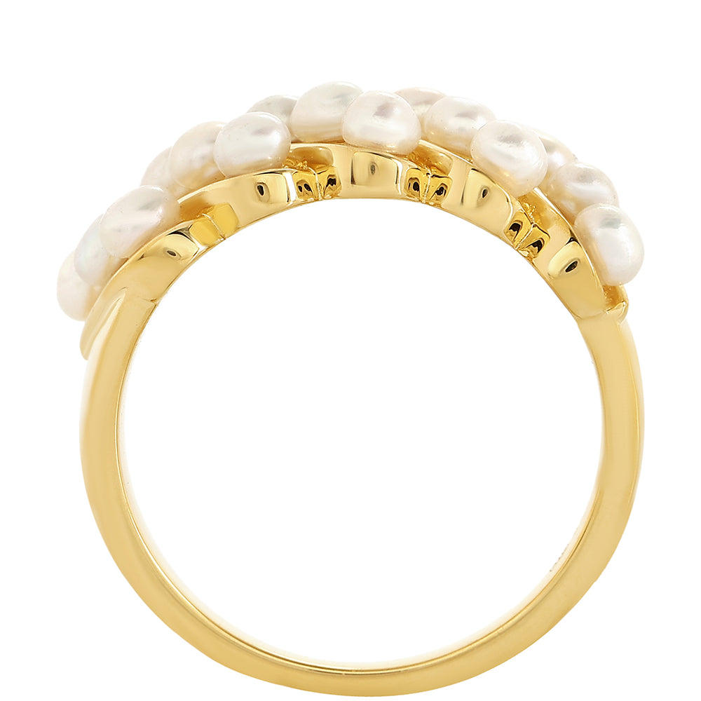 Pozlacené Stříbro 925/1000 - Prsten s Barokní Sladkovodní Kultivovanou Perlou - Karátové číslo: 1.77. přibližná hmotnost: 3.94 gramů 3 