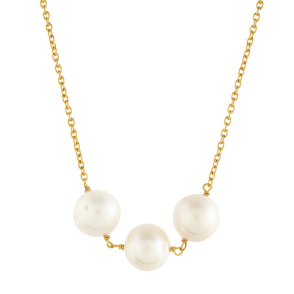 Pozlacené Stříbro 925/1000 - Náhrdelník s Barokní Sladkovodní Kultivovanou Perlou - Karátové číslo: 17.31. přibližná hmotnost: 5.92 gramů