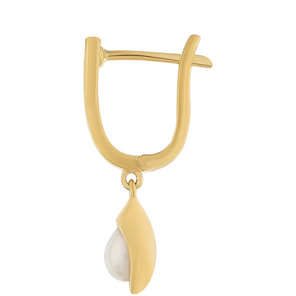 Pozlacené Stříbro 925/1000 - Náušnice s Barokní Sladkovodní Kultivovanou Perlou - Karátové číslo: 1.16. přibližná hmotnost: 2.51 gramů 2 