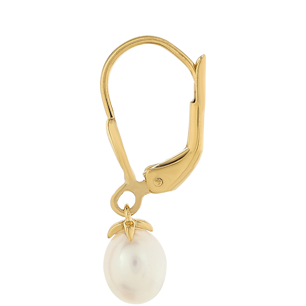 Pozlacené Stříbro 925/1000 - Náušnice s Barokní Sladkovodní Kultivovanou Perlou - Karátové číslo: 3.49. přibližná hmotnost: 1.71 gramů 2 