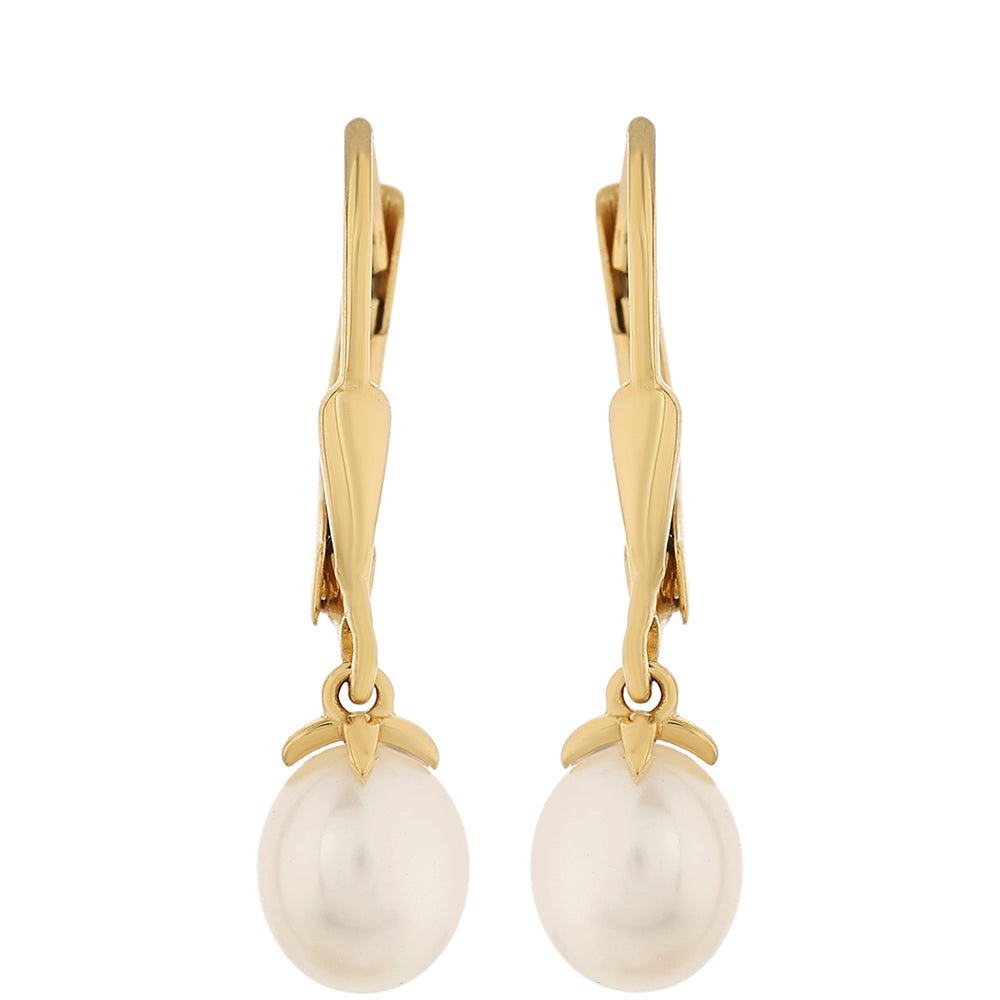 Pozlacené Stříbro 925/1000 - Náušnice s Barokní Sladkovodní Kultivovanou Perlou - Karátové číslo: 3.49. přibližná hmotnost: 1.71 gramů