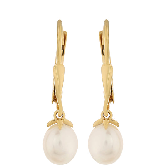 Pozlacené Stříbro 925/1000 - Náušnice s Barokní Sladkovodní Kultivovanou Perlou - Karátové číslo: 3.49. přibližná hmotnost: 1.71 gramů