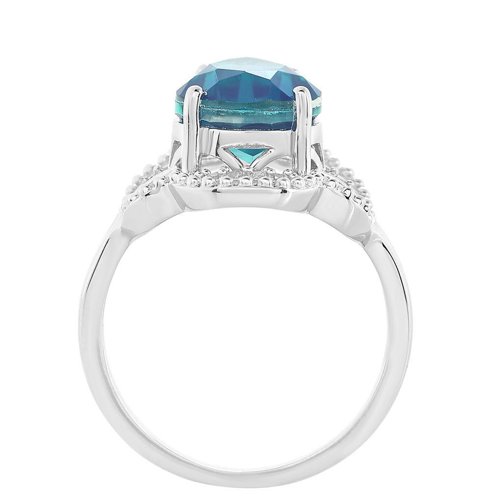 Stříbro 925/1000 - Prsten s Pavím Křemenem a Bílým Topazem - Karátové číslo: 4.19. přibližná hmotnost: 4.49 gramů 3 