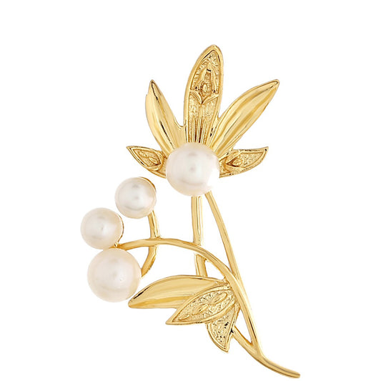 Pozlacené Stříbro 925/1000 - Brož s Barokní Sladkovodní Kultivovanou Perlou - Karátové číslo: 1.52. přibližná hmotnost: 2.16 gramů