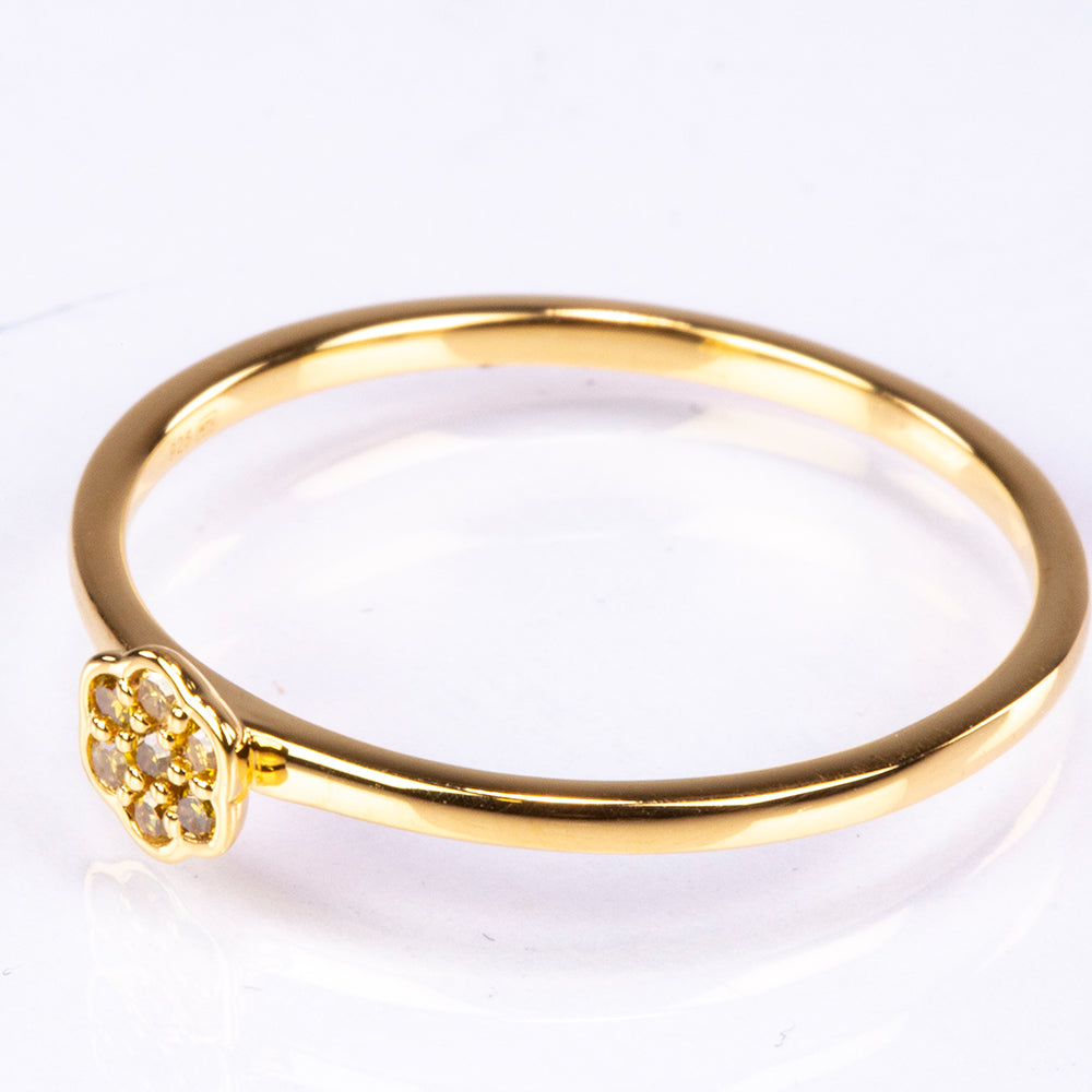 Pozlacené Stříbro 925/1000 - Prsten s Veronský zelený diamantem - Karátové číslo: 0.05. přibližná hmotnost: 1.03 gramů 2 